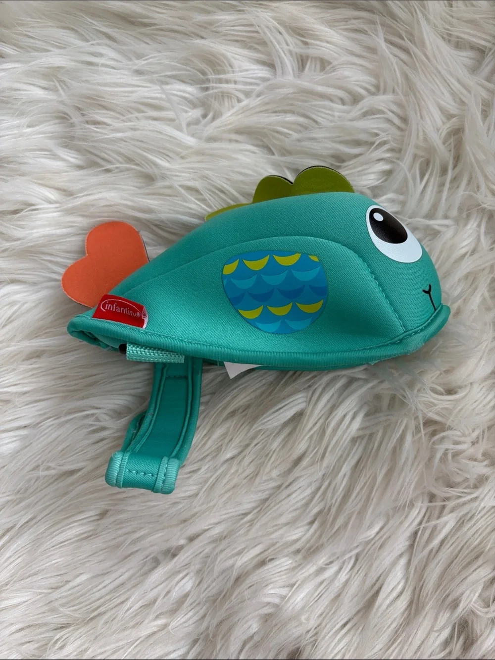 Infantino Teal Fish faucet Cover with Orange Tail and Green Fin for bath tub